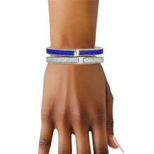 Cargar imagen en el visor de la galería, ZPB Sorority Blue Pave Hinged Bangle Bracelet Set