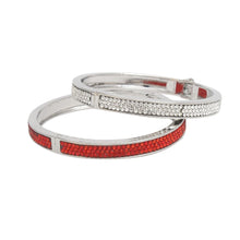 Load image into Gallery viewer, DST Sorority Red Pave Hinged Bangle Bracelet Set