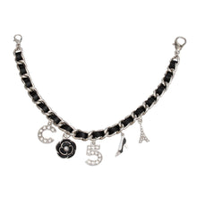 Cargar imagen en el visor de la galería, Mini Bucket Black Quilted Silver Camellia Luxe Bag