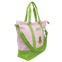 Load image into Gallery viewer, AKA Sorority Thick Pink Canvas Embroidered Tote
