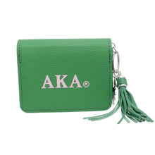 Load image into Gallery viewer, AKA Sorority Green Tassel Keychain Zipper Wallet