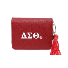 Load image into Gallery viewer, DST Sorority Red Tassel Keychain Zipper Wallet
