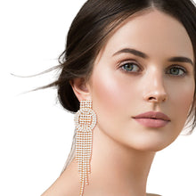 Load image into Gallery viewer, Tassel Long Gold Glam Oval Buckle Fringe Earrings