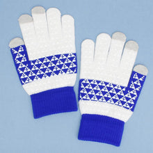 Cargar imagen en el visor de la galería, ZPB Blue White Touch and Grip Knit Winter Gloves