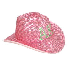 Load image into Gallery viewer, AKA Sorority Pink Green Rhinestone Fedora Hat