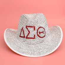 Load image into Gallery viewer, DST Sorority Silver Red Rhinestone Fedora Hat
