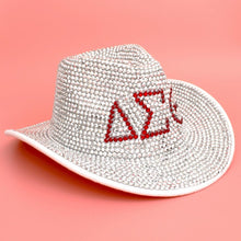Load image into Gallery viewer, DST Sorority Silver Red Rhinestone Fedora Hat