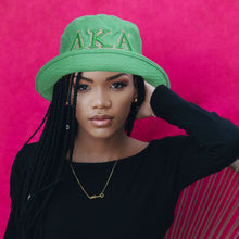 Load image into Gallery viewer, AKA Sorority Green Mesh Embroidered Bucket Hat