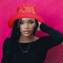 Load image into Gallery viewer, DST Sorority Red Mesh Embroidered Bucket Hat