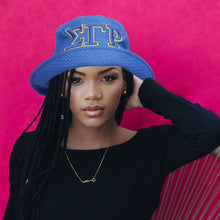 Load image into Gallery viewer, SGRHO Sorority Yellow Mesh Embroidered Bucket Hat