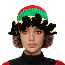 Cargar imagen en el visor de la galería, Red Crochet Multicolor Ruffle Bucket Hat Women