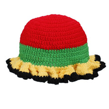 Cargar imagen en el visor de la galería, Red Crochet Multicolor Ruffle Bucket Hat Women