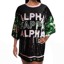 Load image into Gallery viewer, Alpha Kappa Alpha Black Sequin Jersey Shirt