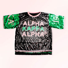 Load image into Gallery viewer, Alpha Kappa Alpha Black Sequin Jersey Shirt