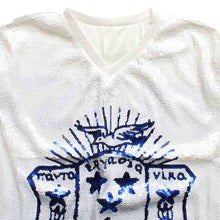 Load image into Gallery viewer, ZPB Sorority White Sequin Jersey Shirt for Women