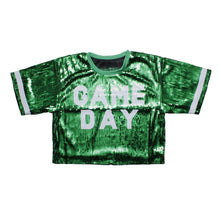 Cargar imagen en el visor de la galería, Jersey AKA Green White Sequin GAME DAY Crop Top