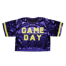 Cargar imagen en el visor de la galería, Jersey Purple Yellow Sequin GAME DAY Crop Top