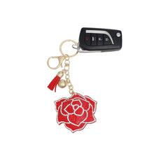 Cargar imagen en el visor de la galería, Keychain Radiant Red Rhinestone Rose Charm