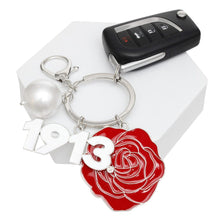 Load image into Gallery viewer, DST Sorority Flower 1913 Keychain and Bag Clip