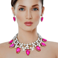 Load image into Gallery viewer, Formal Brilliant Fuchsia Teardrop Crystal Necklace