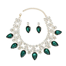 Load image into Gallery viewer, Formal Brilliant Green Teardrop Crystal Necklace