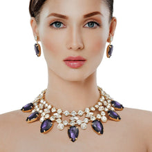 Load image into Gallery viewer, Formal Brilliant Purple Teardrop Crystal Necklace