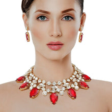 Load image into Gallery viewer, Formal Brilliant Red Teardrop Crystal Necklace