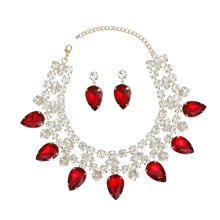Load image into Gallery viewer, Formal Brilliant Red Teardrop Crystal Necklace