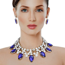 Load image into Gallery viewer, Formal Brilliant Blue Teardrop Crystal Necklace