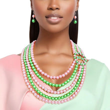 Load image into Gallery viewer, AKA Necklace Pink Green Pearl AKA Set