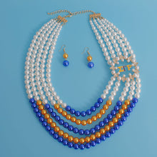 Load image into Gallery viewer, Necklace Mix Blue Gold Pearl Sigma Set for Women