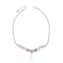 Load image into Gallery viewer, Breast Cancer Silver Hope Ribbon Charm Necklace