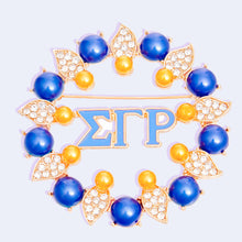 Cargar imagen en el visor de la galería, Brooch Blue Gold Sigma Pearl Pin for Women