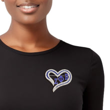 Cargar imagen en el visor de la galería, ZPB Sorority Heart Blue Bling Brooch for Women