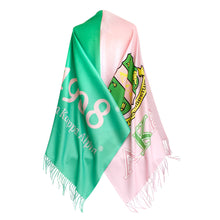 Cargar imagen en el visor de la galería, AKA Sorority Pale Pink Green Fashion Shawl Scarf