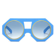 Load image into Gallery viewer, Sunglasses Blue Geometric Chunky Round for Women