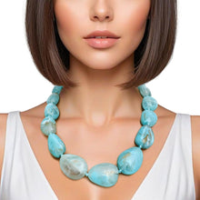 Load image into Gallery viewer, Collar Turquoise Marbled Stone Like Bead Necklace