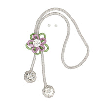 Load image into Gallery viewer, AKA Artisan Sparkling Sorority Flower Y Necklace