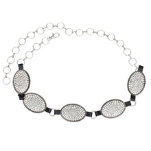 Load image into Gallery viewer, Western Belt Oval Rhinestone Cowboy Silver Chain