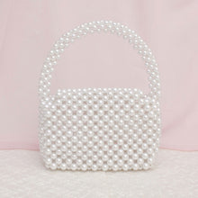Load image into Gallery viewer, Top Handle Retro Luxe White Pearl Flap Handbag