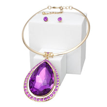 Cargar imagen en el visor de la galería, Choker Gold Formal Purple Teardrop Prism Pendant