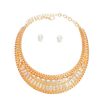 Load image into Gallery viewer, Choker Necklace Gold Crystal Armor Set for Women
