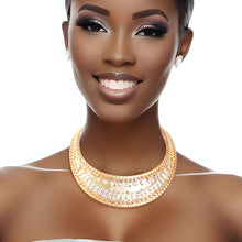 Load image into Gallery viewer, Choker Necklace Gold Crystal Armor Set for Women