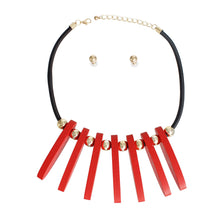 Load image into Gallery viewer, Necklace Red Long Wood Bead Bib for Women