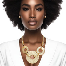 Load image into Gallery viewer, Necklace Gold Textured Metal Rings Set for Women