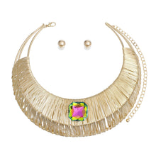 Load image into Gallery viewer, Choker Gold Crystal Wide Rigid Armor Set for Women