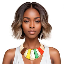Load image into Gallery viewer, Collar Bold Multicolor Wood Gold Armor Necklace