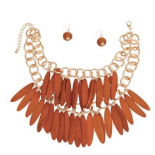 Load image into Gallery viewer, Choker Tribal Brown Wood Fringe Layered Set Women