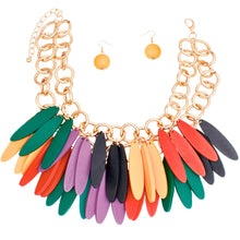 Load image into Gallery viewer, Choker Tribal Multicolor Wood Fringe Layered Set