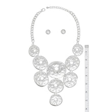 Load image into Gallery viewer, Bib Chunky Hammered Silver Metal Donut Necklace